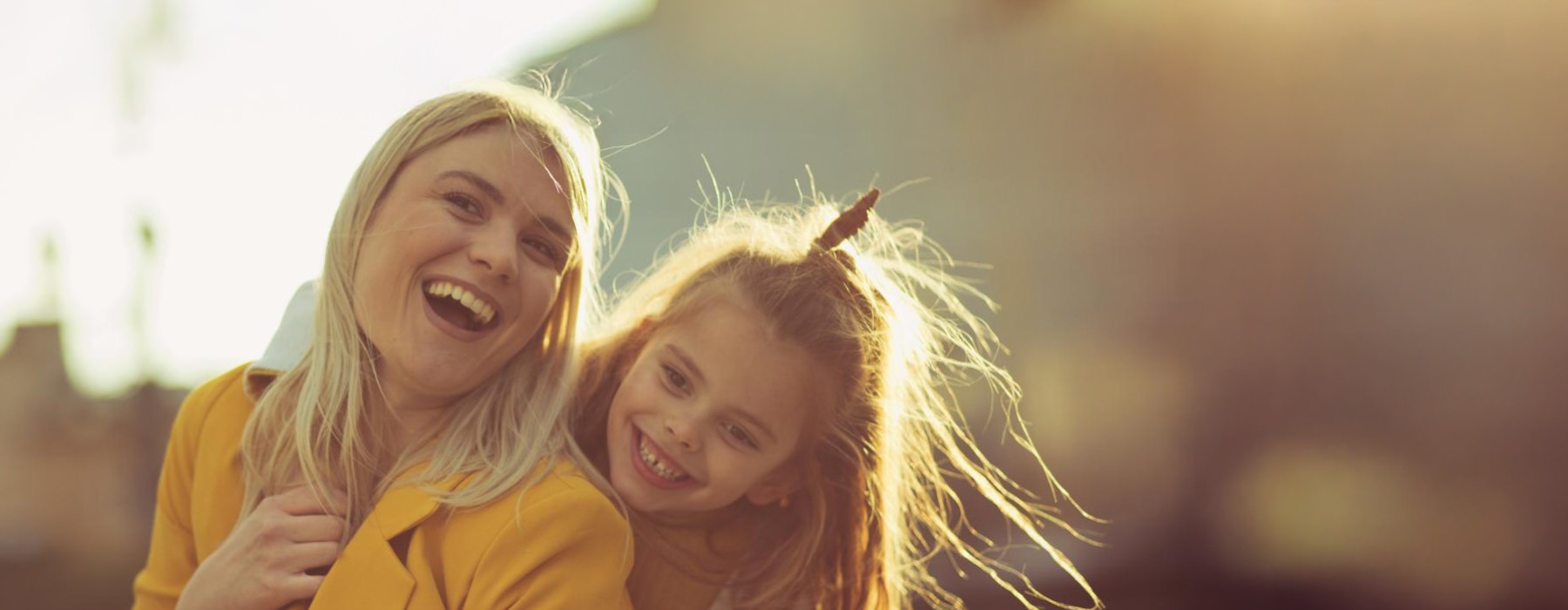 a family laughing